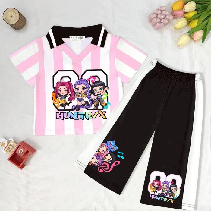 ชุดเซ็ทเด็กกีฬาคอปกSoda pop ลายการ์ตูน เนื้อผ้าใส่สบาย ระบายอากาศดี ชุดลำลอง ใส่สบาย แฟชั่นเด็กน่ารัก*