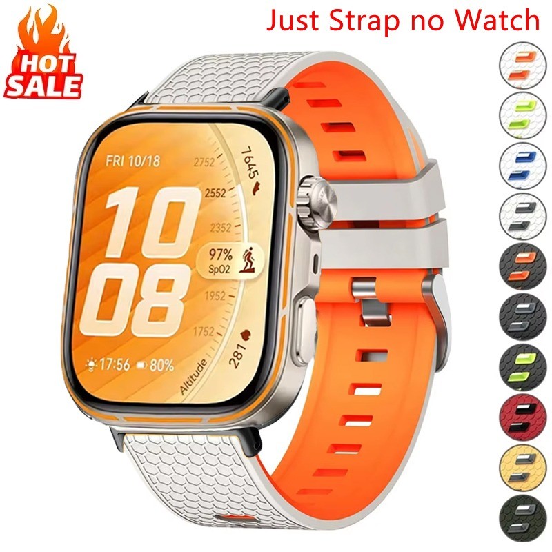 สายซิลิโคนสองสี สําหรับ Huawei Watch Fit 5 Pro/Fit 5/Fit 4 Pro/Fit 4/Fit 3 ดีไซน์รังผึ้ง 22 มม. สายกีฬา รองรับรุ่น 5, 4, 3