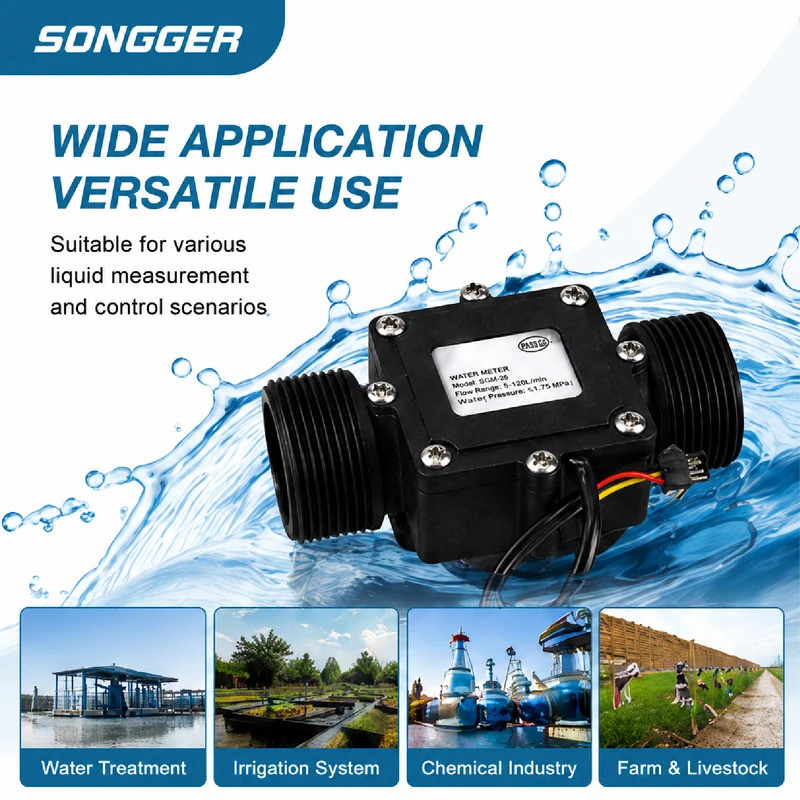 ZJ-LCD-M Digital Flow Meter Kit DN32 Liquid Flow Meter Controller LCD Flow Control System เครื่องบรร