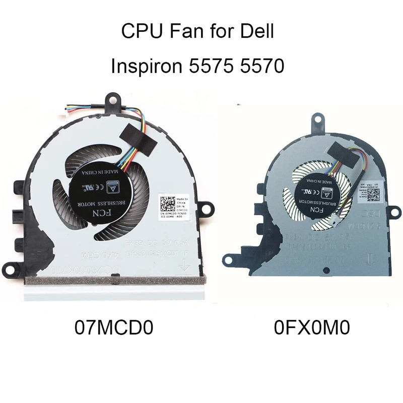 *0FX0M0 พัดลมคอมพิวเตอร์สําหรับ Dell Inspiron 15 5570 5575 CPU cooling cooler พัดลม 07MCD0 7MCD0 P75