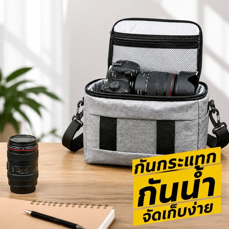 กระเป๋ากล้อง DSLR กันน้ำ กันกระแทก กันฝุ่น สะพายข้าง ใส่เลนส์ อุปกรณ์กล้อง ท่องเที่ยว กลางแจ้ง