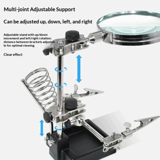 JM-508 แท่นจับยึดชิ้นงาน 2 แขนพร้อมแว่นขยาย และที่วางหัวแร้งบัดกรี