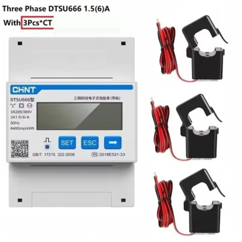 CHINT DDSU666 DTSU666 80A Din Rail Digital Voltmeter Current Power พลังงานไฟฟ้า KWH เมตรโวลต์ Amp Mo