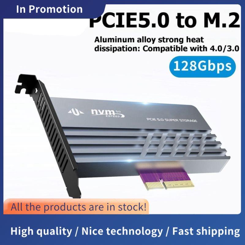 PCIe 5.0 ถึง M.2 NVMe การ์ดอะแดปเตอร์ 128Gbps PCIe 5.0 PCIE X4 ถึง M2 SSD สําหรับ Gen5 SSD