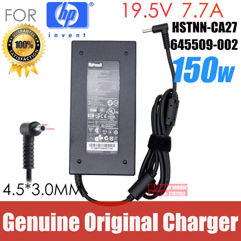 Original 19.5V 7.7A 150W อะแดปเตอร์ Ac แล็ปท็อปสําหรับ HP Q193 Q173 TPN-DA03 HSTNN-CA27 646212-001 1