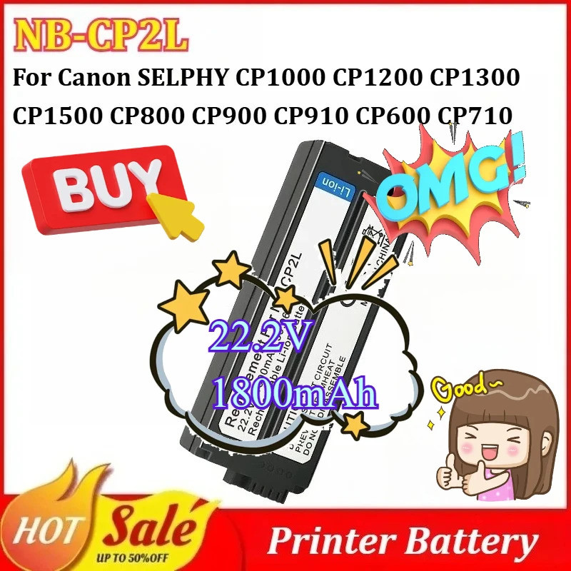 ใหม่ NB-CP2L 22.2V 1800mAh แบตเตอรี่เครื่องพิมพ์สําหรับ Canon SELPHY CP1000 CP1200 CP1300 CP1500 CP8