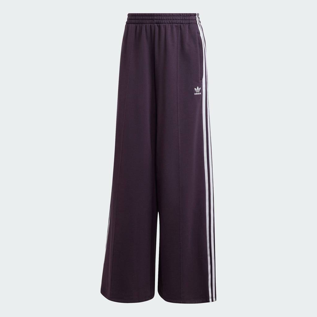 adidas Lifestyle 3-Stripes Loose French Terry Wide Leg Pants Women Purple IW3177