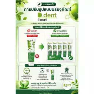 ( 1 แถม 1 ) D.Dent ยาสีฟันดีเด้นท์ ยาสีฟันสมุนไพร9ชนิด มีฟลูออไรด์ ขนาด 100 g. (ตัวเลือก​รวมของแถมแล้ว)