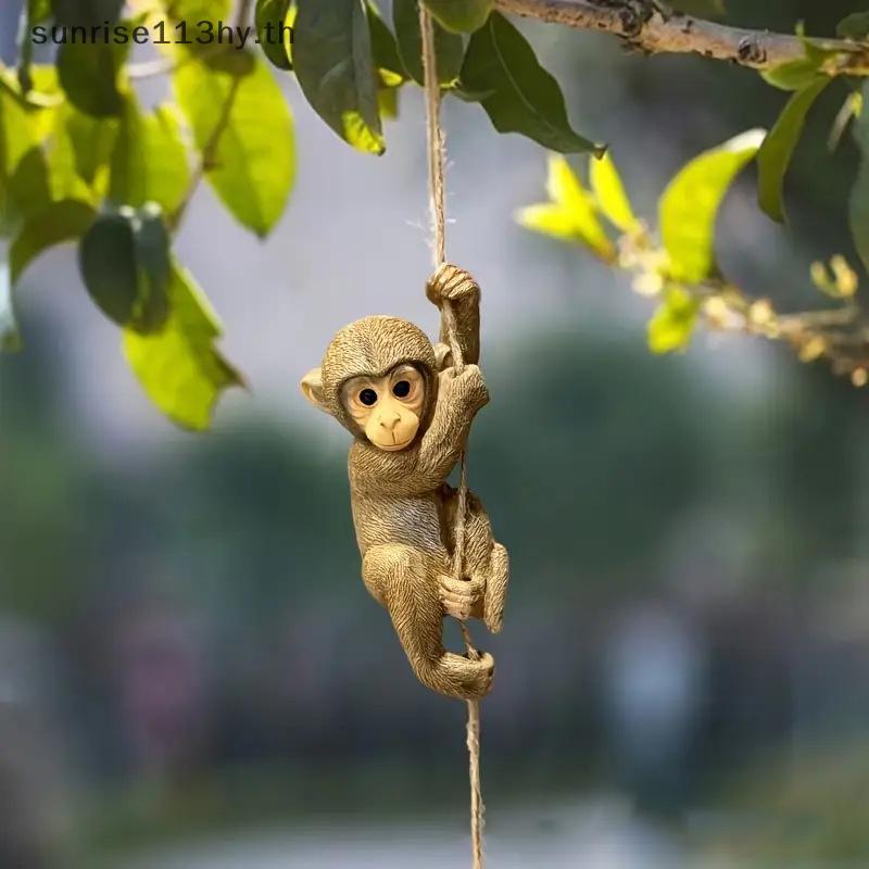 L&Z Resin Monkey Climbing Decorative Garden Figurine สัตว์น่ารักแขวนเครื่องประดับสําหรับต้นไม้กลางแจ