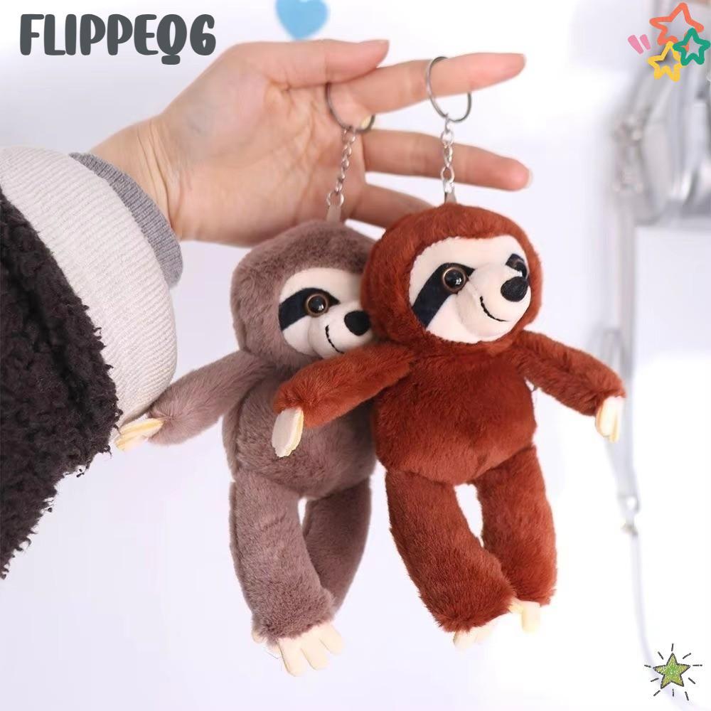 FLIPPEQ6 ตุ๊กตาสัตว์ Sloth, จี้พวงกุญแจ Sloth จี้ขนาดเล็ก, จําลอง Soft Plush Sloth พวงกุญแจ