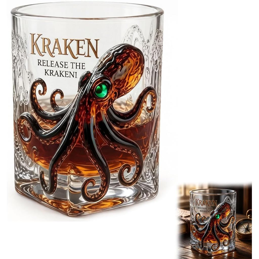 ReleasetheKrakenGlass,SeaLegendPirate-BarWhiskeyWineGlass,FerityUniqueKrakenDrinkware,GiftforDads,Br
