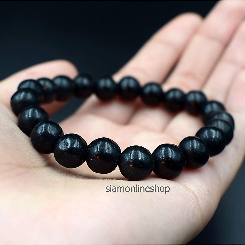 BLACK JADE หยกดำ กำไลหยกพม่าแท้ ขนาด 10 มม. by siamonlineshop