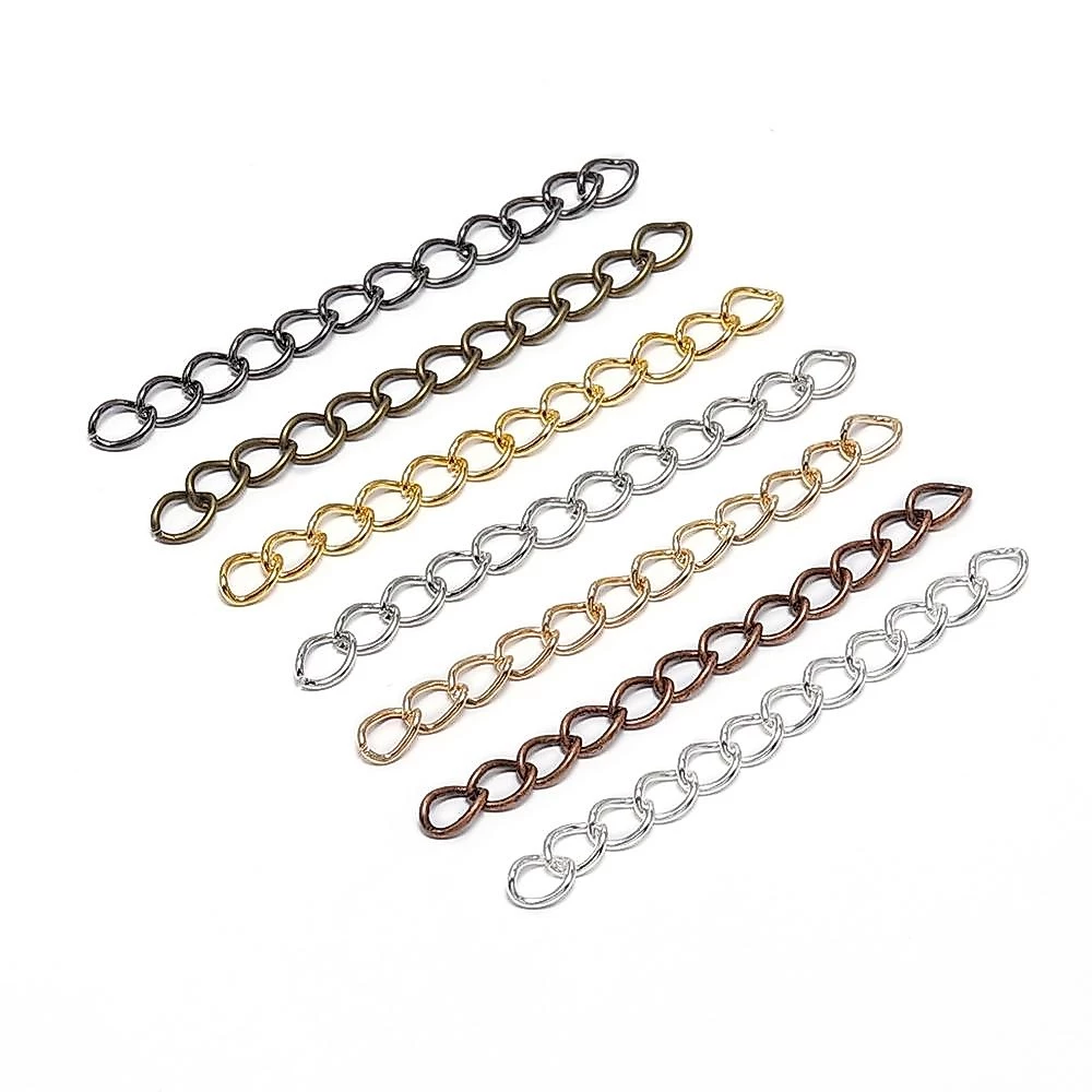 St.kunkka โซ่เสริมปรับระดับ สีเงิน 50/70 มม. 100 ชิ้น โซ่ต่อขยาย สำหรับทำเครื่องประดับ