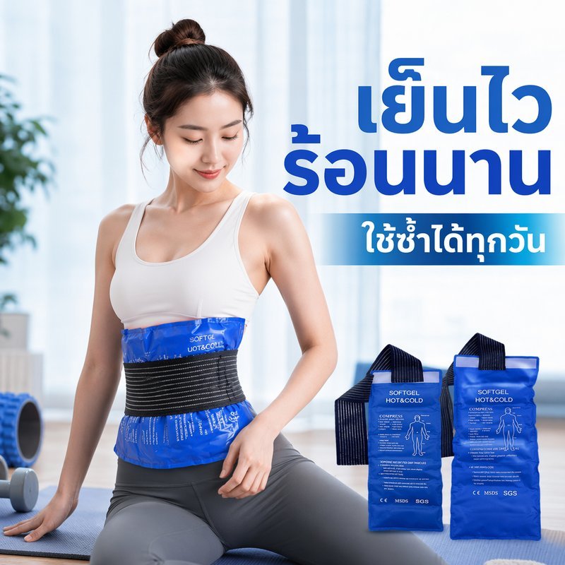 ถุงเจลประคบร้อนเย็น แบบยาว มีสายรัด ใช้ซ้ำได้ บรรเทาปวด ลดบวม ประคบกล้ามเนื้อ สำหรับนักกีฬา