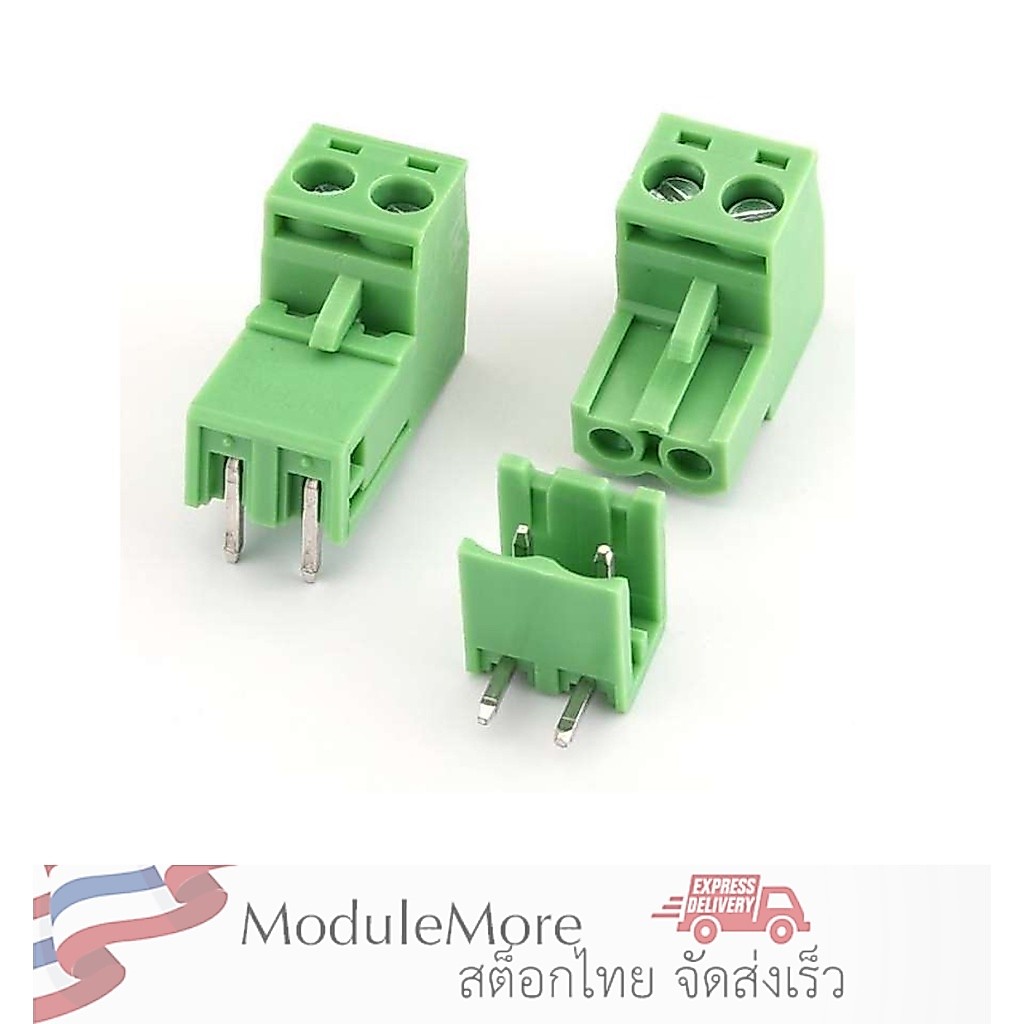 เทอร์มินอลแบบขันสกรูแบบสวมได้ [ผู้-เมีย] 5.08mm 2EDG5.08 2P 2 Way PCB Mount Screw Terminal Block for 14-22 AWG Wire