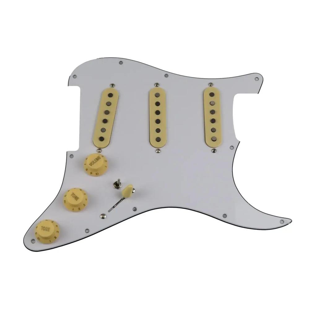 HX--- ยี่ห้อใหม่-Pickups Guitar Alnico 5 Pickups SSS Single Coils Pickups Load Pickguard /Yellow Pic