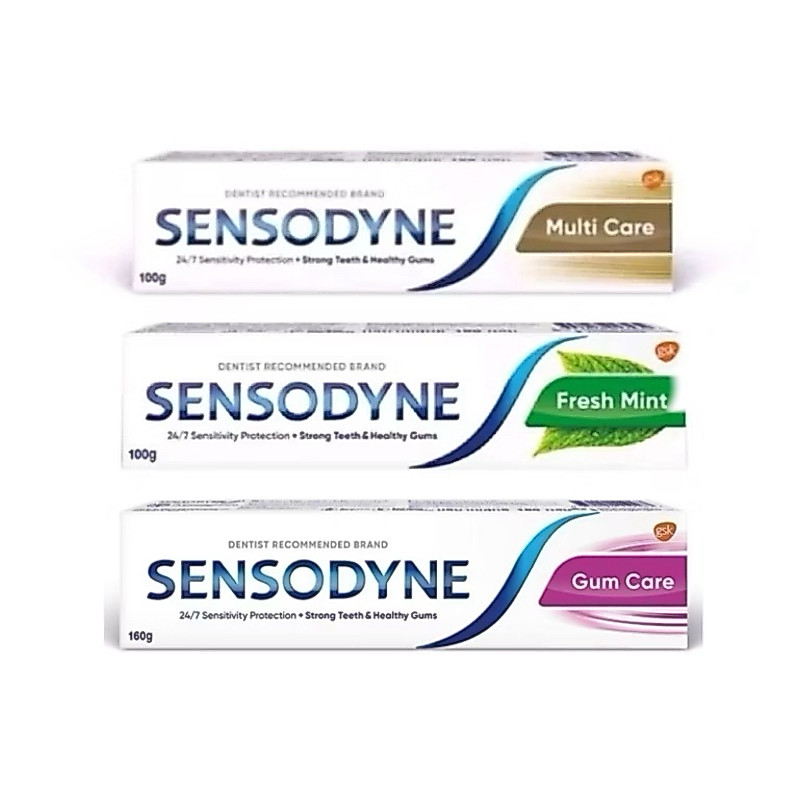 ยาสีฟัน sensodyne มัลติแคร์ & fresh mint มี 3 สูตรให้เลือก ขนาด 100 g x1