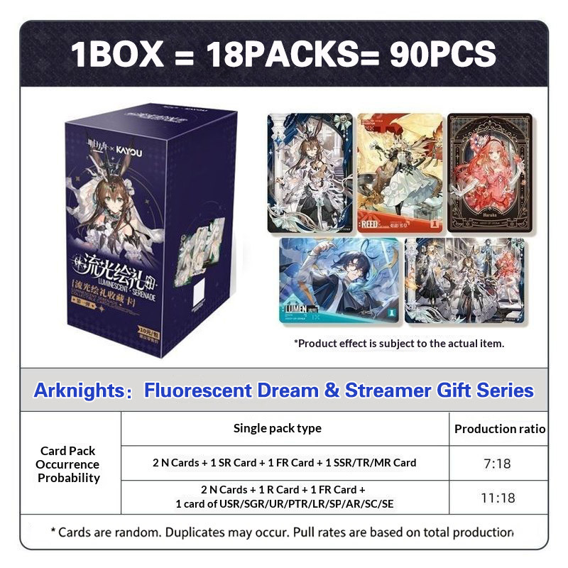 【พร้อมส่ง】KAYOU Arknights Fluorescent Dream & Streamer Gift Series การ์ดสะสมเกม ยกกล่องเต็ม ของสะสมอาร์คไนท์