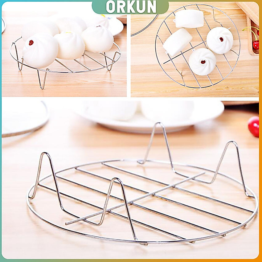 Orkun ขาตะแกรงสแตนเลส อุปกรณ์เสริม สำหรับหม้อทอดไร้น้ำมัน ขาตั้งสแตนเลส Single layer steaming rack