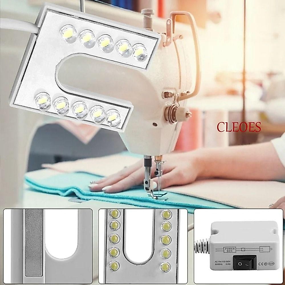 จักรเย็บผ้า CLEOES|ไฟ, ปลั๊ก EU/US ไฟทํางาน 10LED, โคมไฟแสงทํางานแบบยืดหยุ่นไฟรูปตัว U AC 110-265V พร้อมฐานแม่เหล็กเครื่องกลึงโคมไฟตั้งโต๊ะอุตสาหกรรม