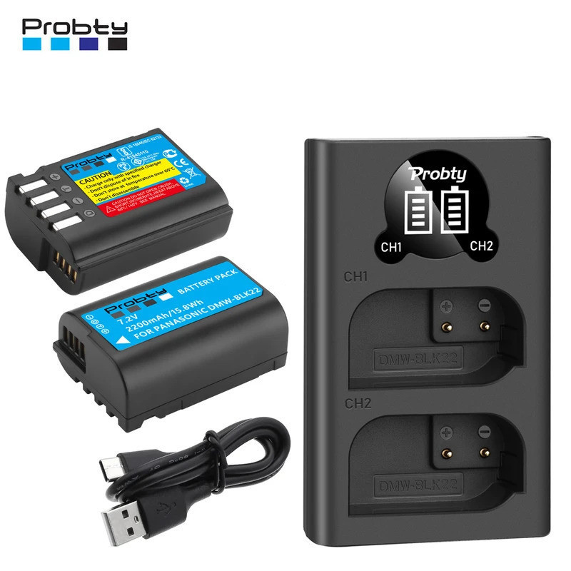 2200mAh DMW-BLK22 S5II S5 เปลี่ยนแบตเตอรี่สําหรับ Panasonic Lumix S5IIX S5II S5 GH6 DC-G9 II GH5M2 ก