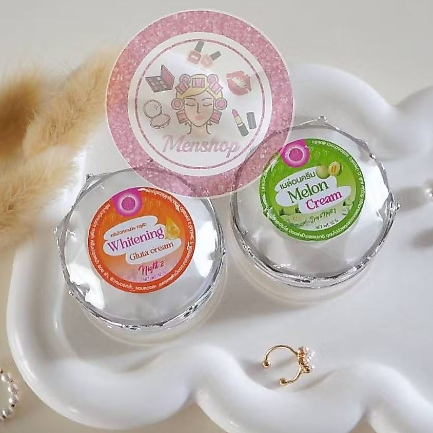 ครีมแพรวาไวท์ เมลล่อนและกลูต้า เซตคู่ แพ็คเกจใหม่12g.
