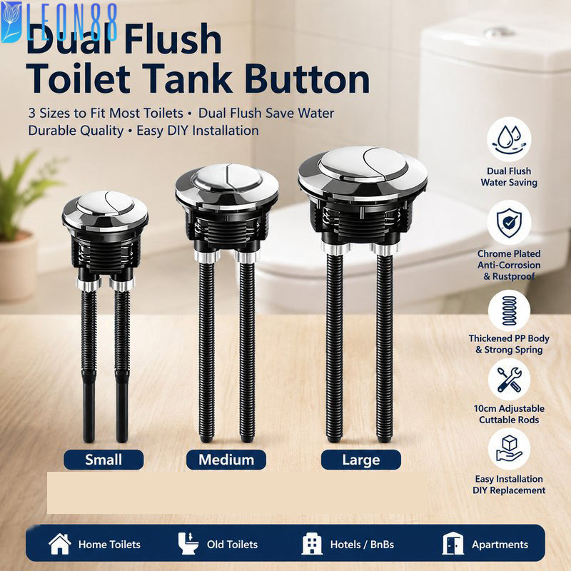 ของมาใหม่！ปุ่มกดชักโครก 2 ปุ่ม วัสดุPPชุบโครเมียม 3 ขนาดให้เลือก อะไหล่ชักโครกกดบน