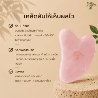กัวซา หินโรสควอตซ์ ยกกระชับ ลดบวม นวดหน้า หินแท้ Forestal Rose Quartz Gua Sha