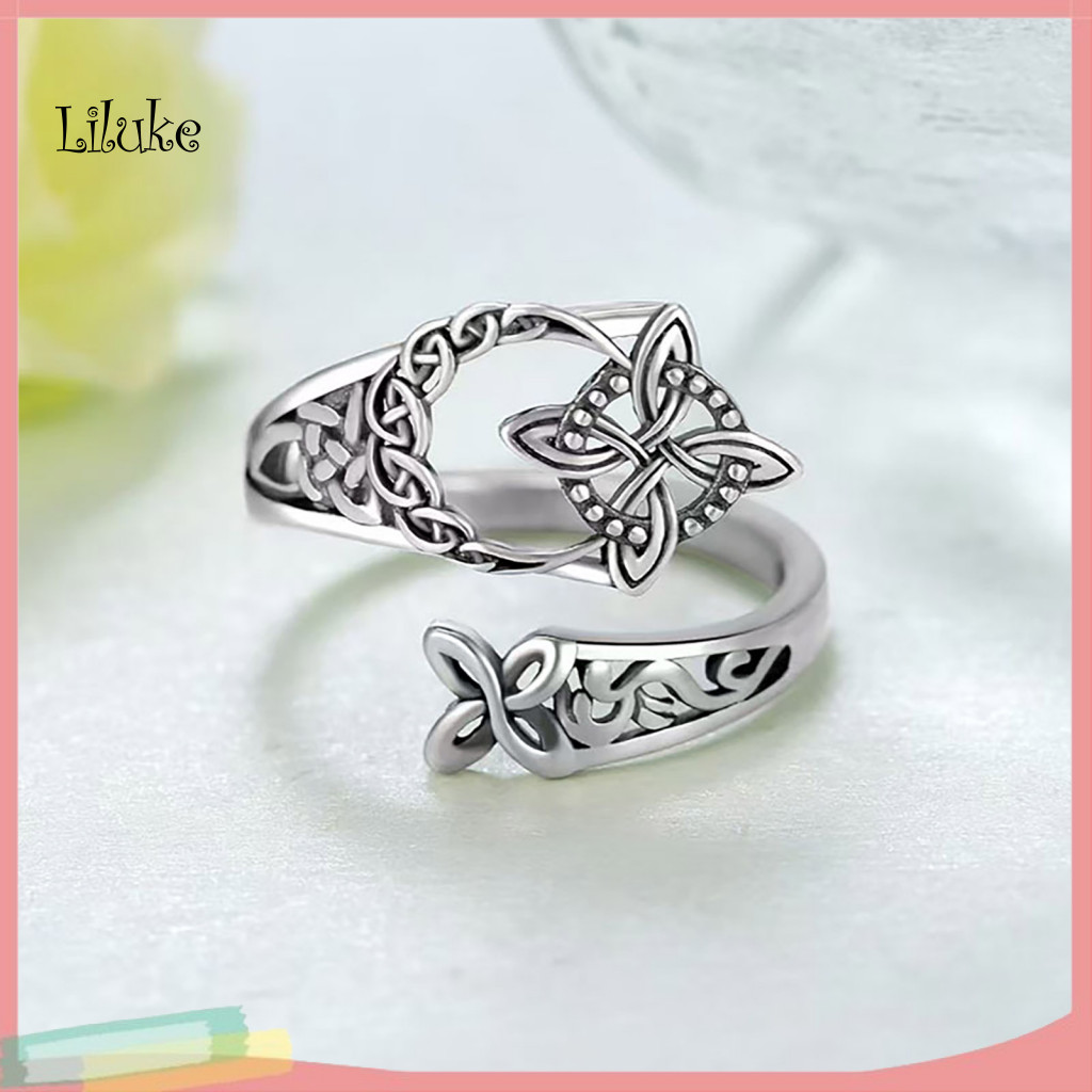 LK ประณีต Irish Knot เครื่องประดับเปิด Irish Knot แหวน Celtic Knot เปิดแหวนผู้หญิง – ปรับนิ้วกลาง Kn