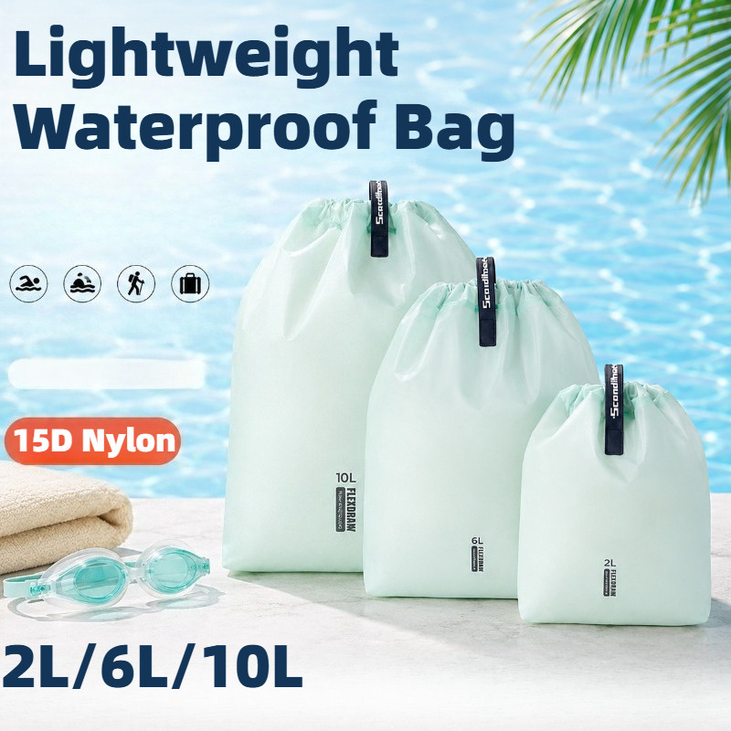 2/6/10LWaterproof Dry Bag - น้ําหนักเบา 15D Nylon Beach Bag - กระเป๋าเดินทางแบบพกพาสําหรับชายหาดว่ายน้ํา Seaside กิจกรรมกลางแจ้ง