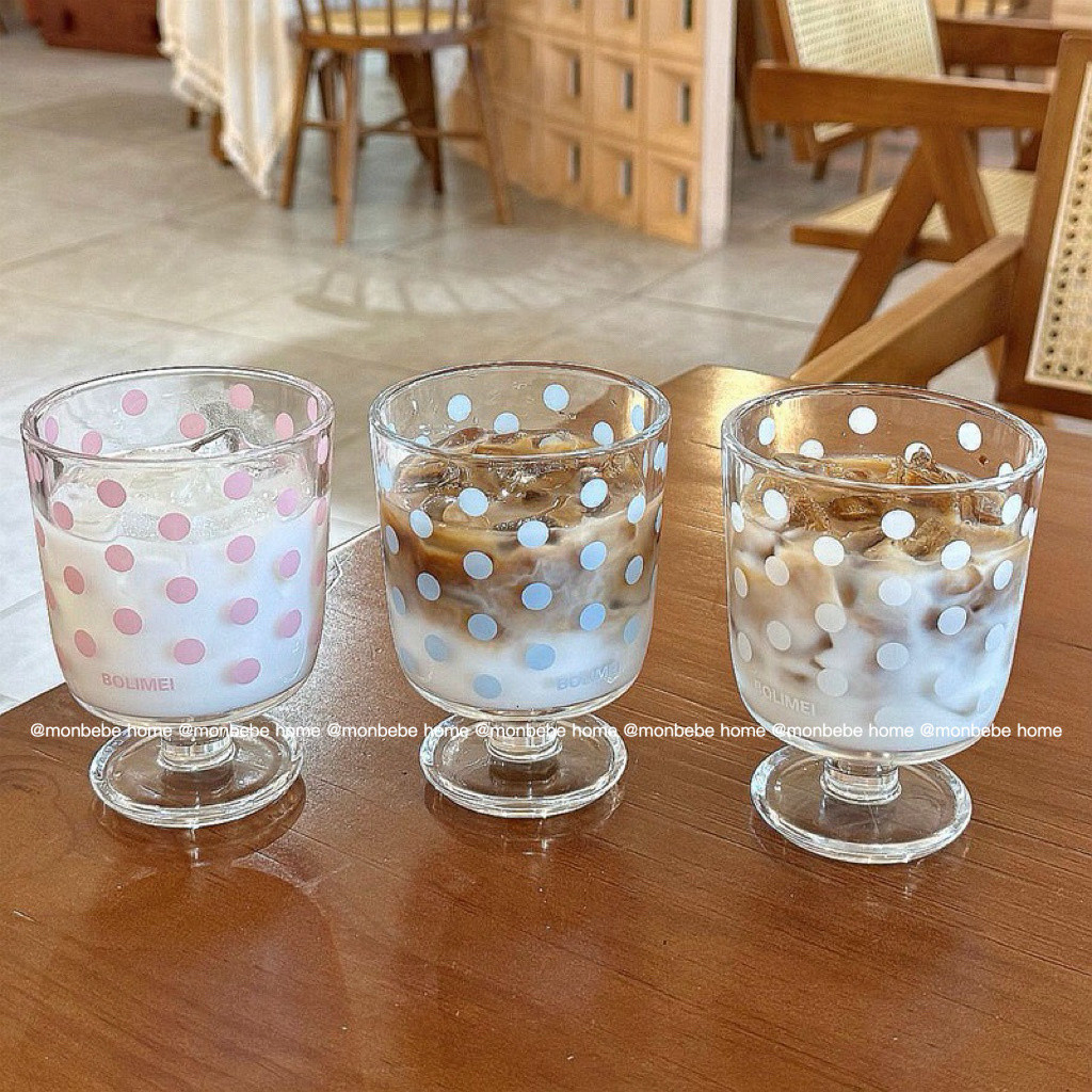 แก้ว แก้วน้ำ แก้วกาแฟ insลายจุดสีสัน  พร้อมส่ง