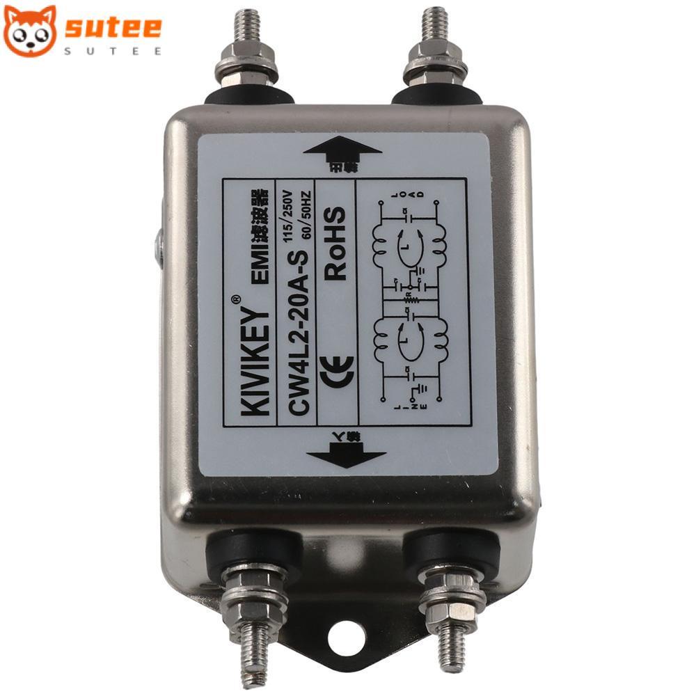 SOTEE Power EMI Filter, 20A Single-Phase Noise Suppressor, แม่เหล็กไฟฟ้ารบกวนกรอง Termianl JREle AC 115/250V 50/60Hz Line-Conditioner Switch แหล่งจ่ายไฟ