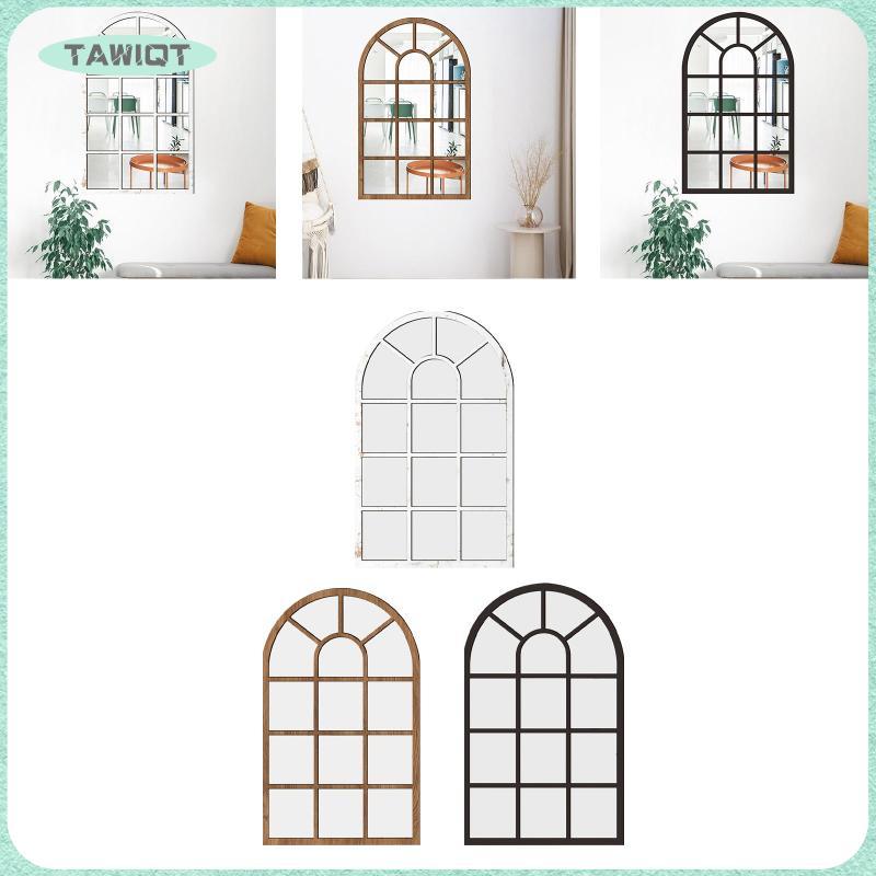 [tawiqt.th] Arched Window Wall Mirror Wall Decorative Mirror Rustic Simple, Windowpan Arch Mirror, W