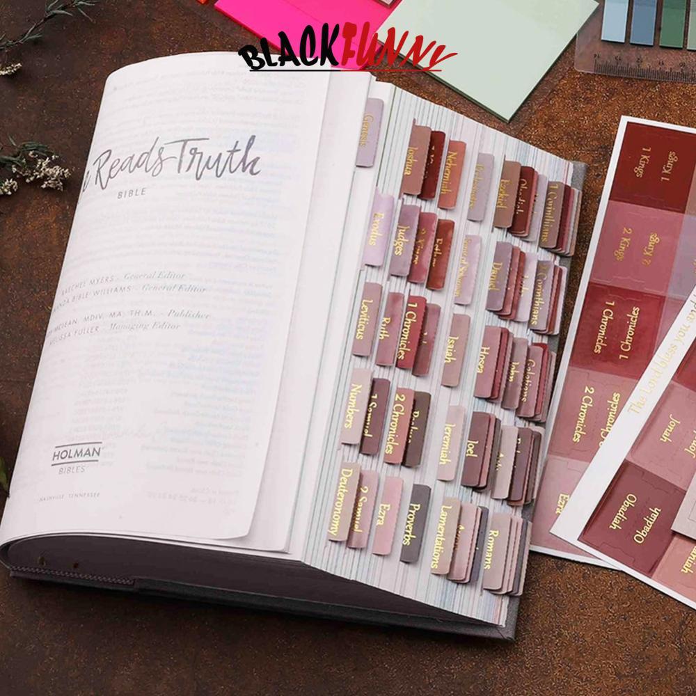 BLACKFUNNY 5/6 แผ่น Bible Index Label สติกเกอร์ Self-กาวแท็บกระดาษ Bible Index Tabs สําหรับศึกษาอ่าน