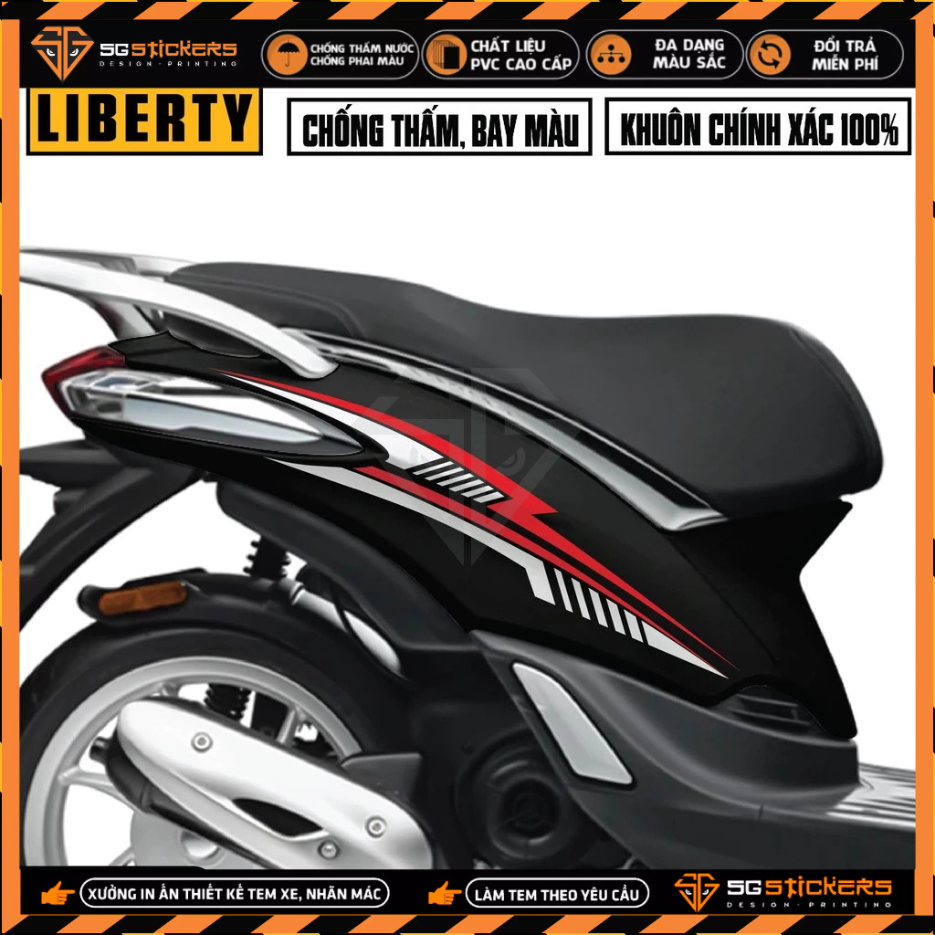 แสตมป์ Liberty Design | LBT-09 | เสรีภาพ 125 รูปลอกรถจักรยานยนต์ กันน้ําและทนทาน