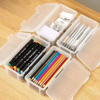 กล่องดินสอพลาสติกใสอเนกประสงค์ กล่องดินสอพลาสติกใส กันน้ำ ความจุใหญ่ 19x9x6 ซม.