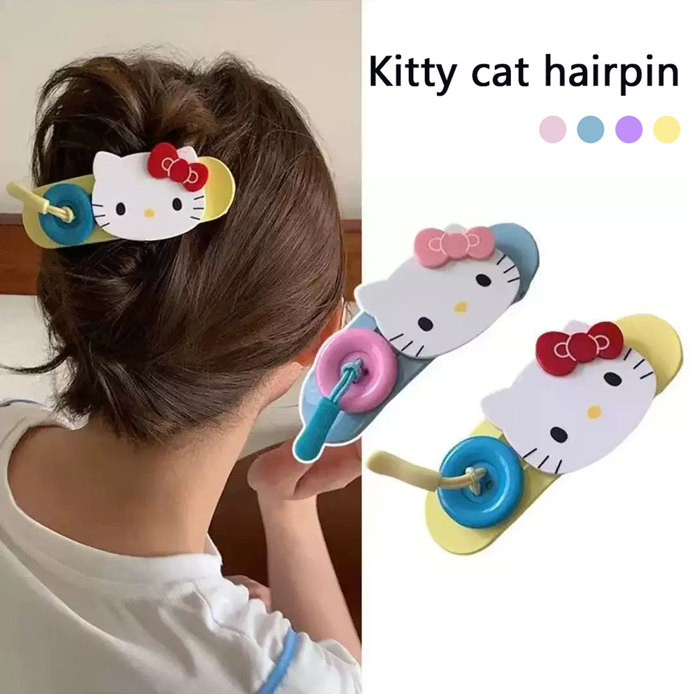 กิ๊บรัดผมหางม้า Barrettes KT สไตล์การ์ตูนน่ารัก มีปุ่มฉลามสีตัดกัน