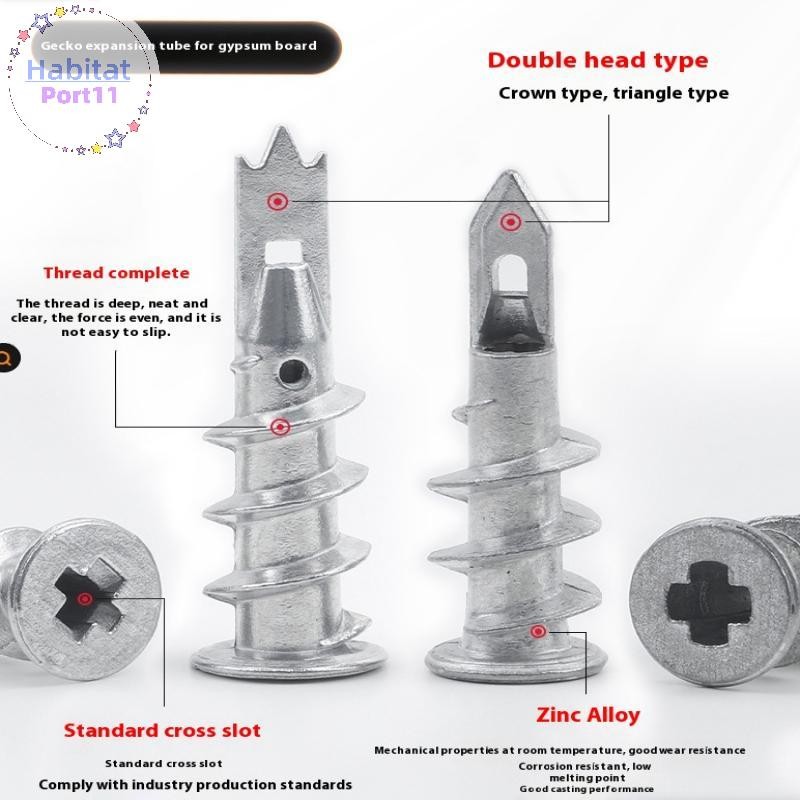 HabitatPort 10 ชิ้นสังกะสีโลหะผสมเหล็ก Self-Drill Anchor 13*41 มม.Splasterboard Drywall Anchor Hollo