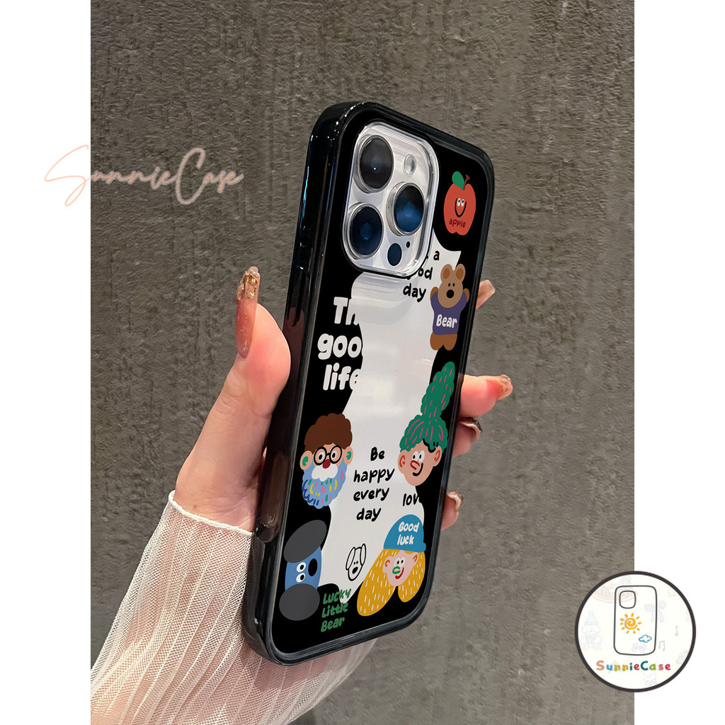 การ์ตูน เคสไอโฟน เหมาะสำหรับ IPhone 12 16 11 7 13 15 14 Pro Max XR XS X Max 11 15 8 7 Plus เคสโทรศัพท์ Shockproof Black - รูปที่ 2