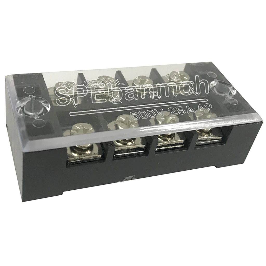 [ 1 ชิ้น ] TB2504 เทอร์มินอล 4 ช่อง 4P 25A 600V TB Terminal Block Screw Terminals 25แอมป์ เทอร์มินอลต่อสายไฟ Circuit ...