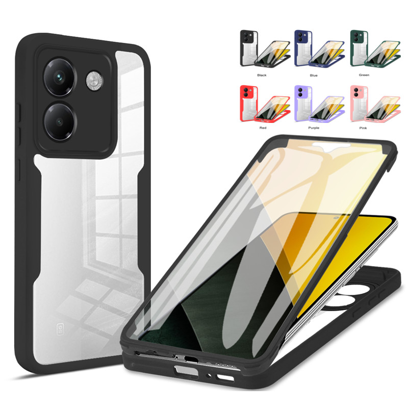สําหรับ Poco M7 Pro 5G 360 ด้านหน้า + ด้านหลังคลุมทั้งหมดฝาครอบโทรศัพท์หน้าจอใสพร้อมเคสซิลิโคน