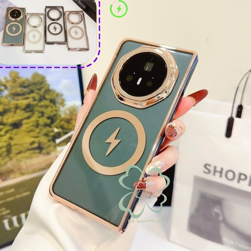 Magnetic Electroplated Clear เคสโทรศัพท์สําหรับ Honor Magic VS3 V3 VS2 V2 FLIP 6D เลเซอร์แกะสลักกันก