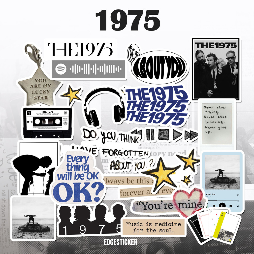 สติ๊กเกอร์วง 1975 2.0 แพ็ค | สติ๊กเกอร์กันน้ําป้องกันการจางหาย | สติ๊กเกอร์แล็ปท็อป HP