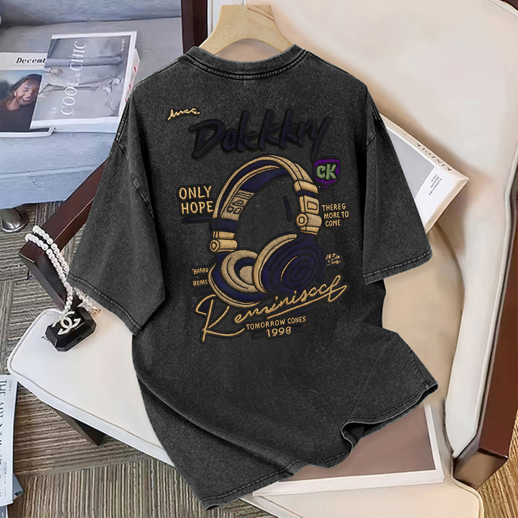 Top.street เสื้อยืด oversize เสื้อวินเทจ ลายพิมพ์แฟชั่น cotton100% แขนสั้น สไตล์เกาหลี 'Dekkkvy' 2025