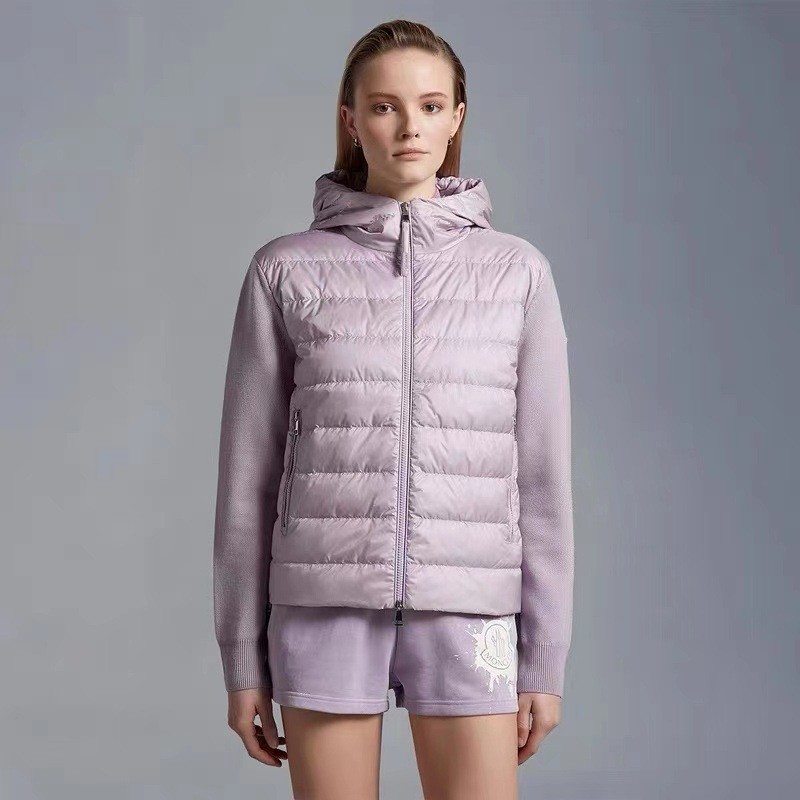 UZY7 Mocl#r  Down Sweater Patchwork Knitted Zipper Warm Coat