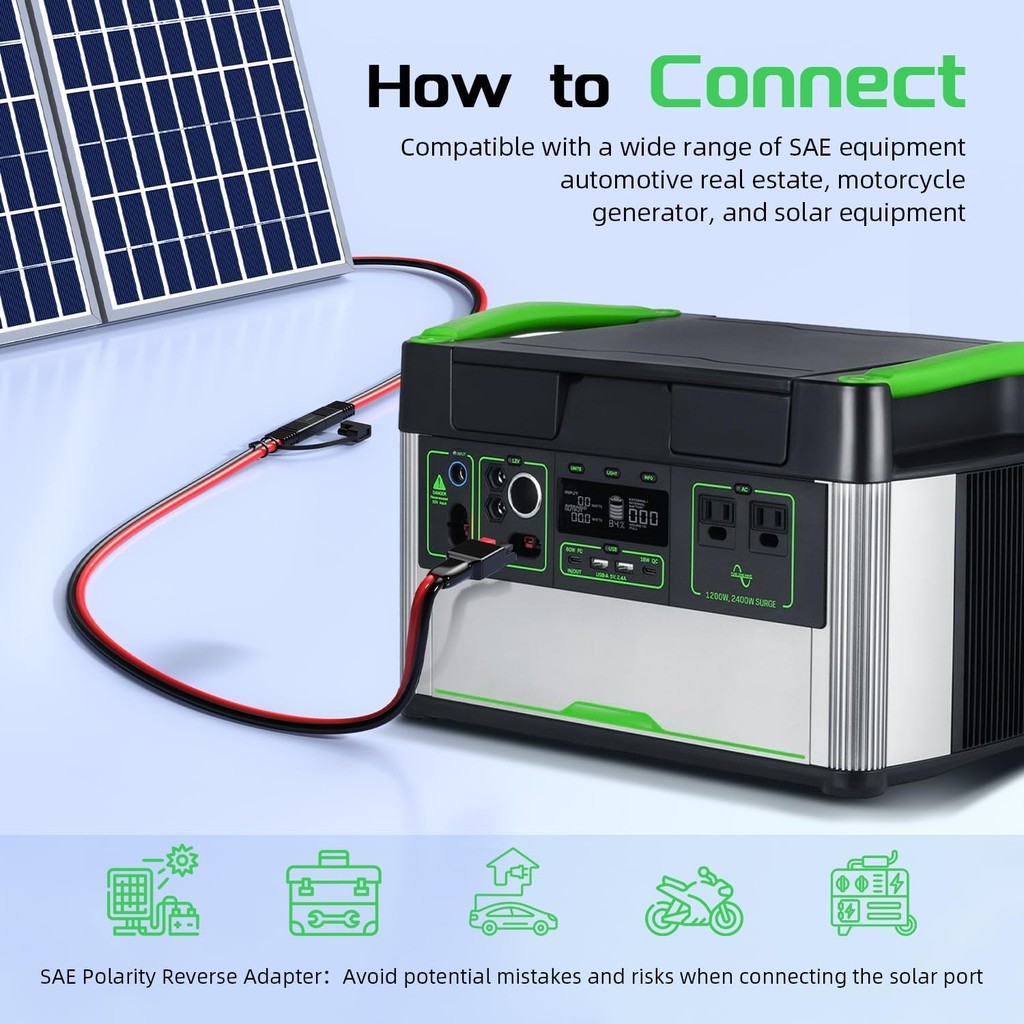 SAE Anderson Connector, 12AWG 6FT Anderson to SAE Adapter Cable, SAE Polarity Reverse Adapter สําหรั