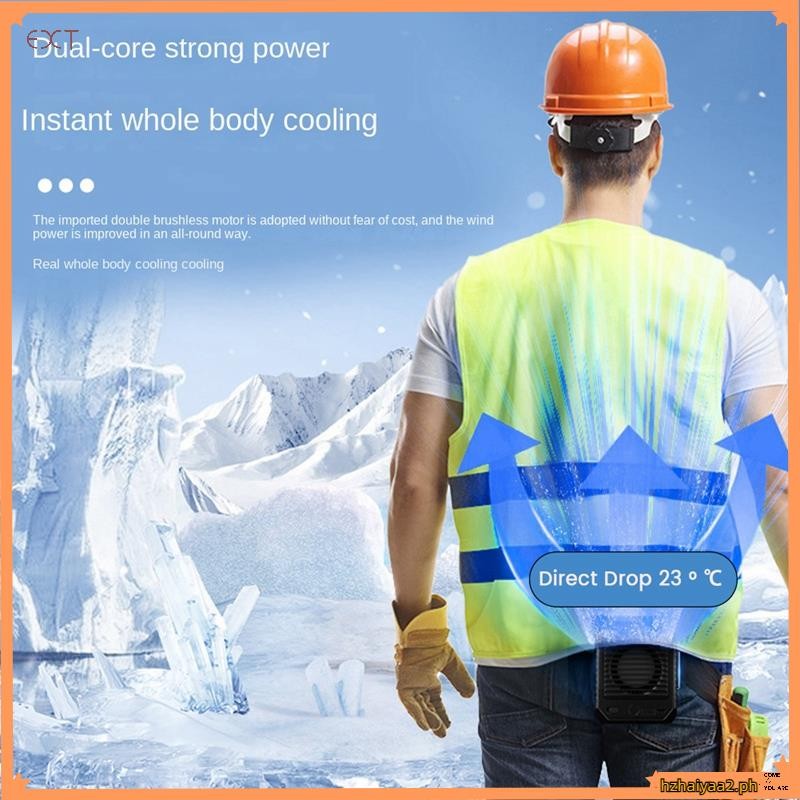 hzhaiyaa2.ph1Set M22 พัดลมแขวนเอวกลางแจ้ง 10000MAh แบบพกพาคอแขวนชาร์จมัลติฟังก์ชั่น + Cooling เอวพัด