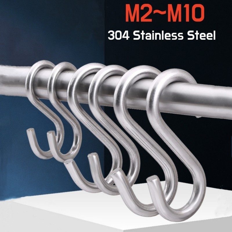 1 ~ 10pcs M2 M3 M4 M5 M6 M8 M10 S รูปตะขอสแตนเลสโลหะแขวนตะขอแขวนสําหรับห้องครัว,ทํางาน Shop, ห้องน้ํ