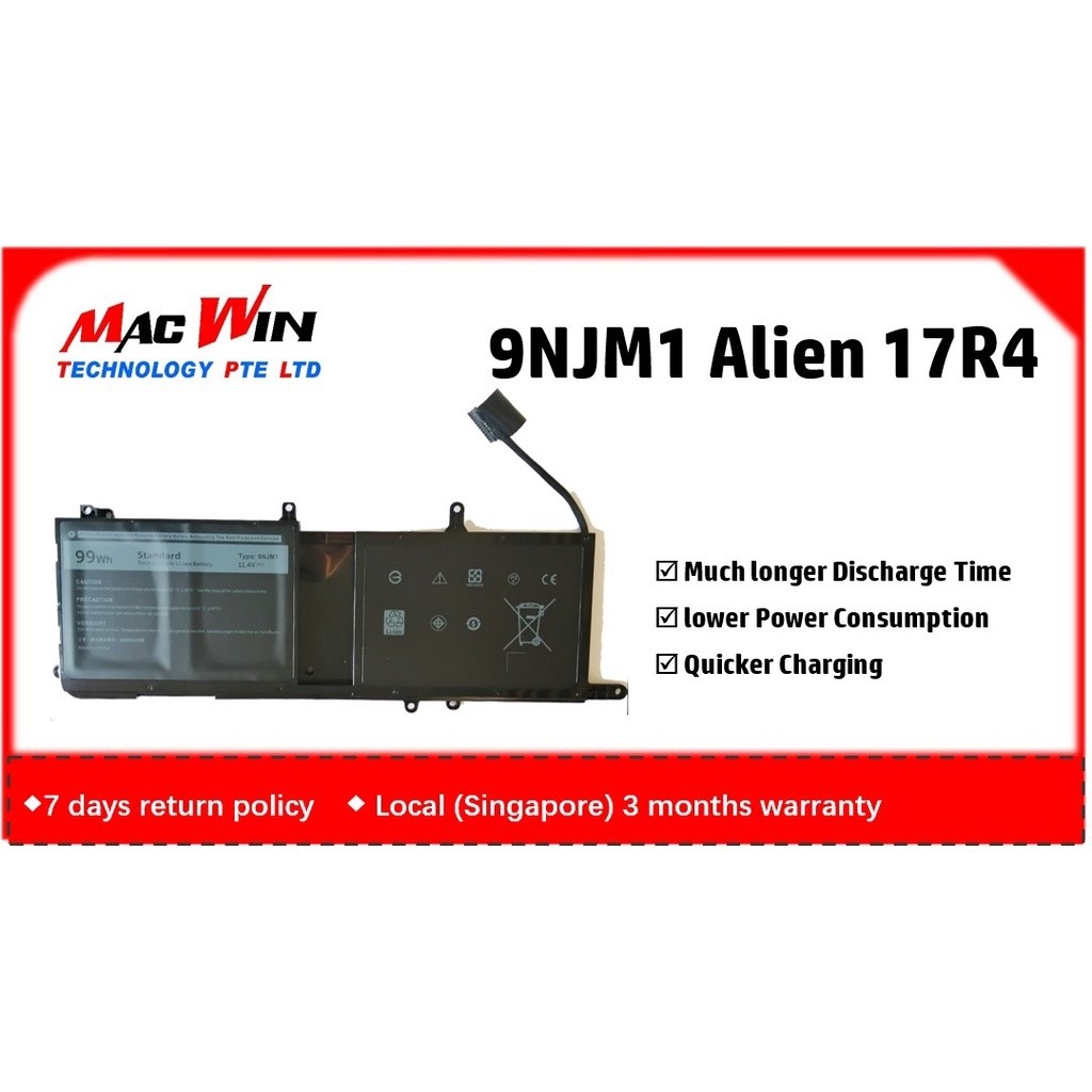 99WH 9NJM1 09NJM1 แบตเตอรี่สําหรับ Dell Alienware 17 R4 R5 15 R3 R4 P31E P69F MG2YH 0MG2YH