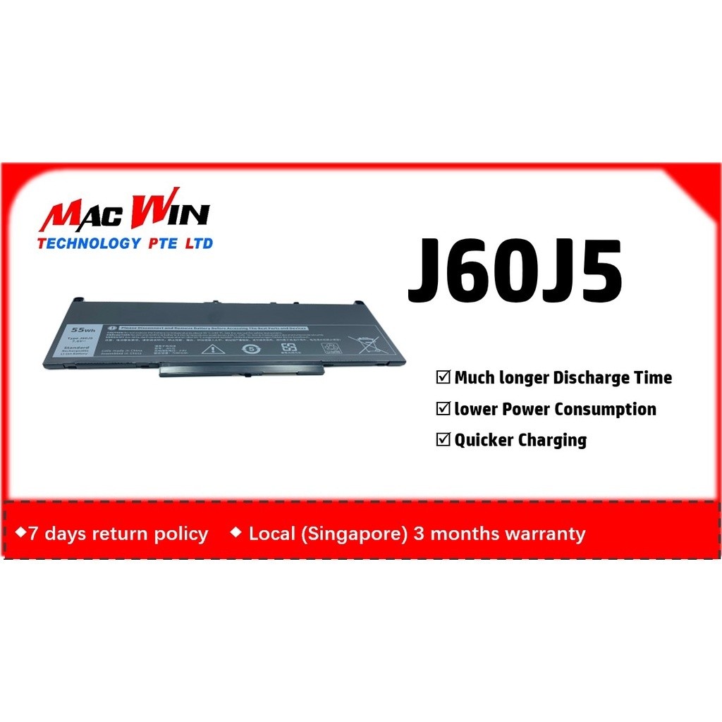 J60J5 แบตเตอรี่สําหรับ Latitude E7470 E7270 MC34Y 1W2Y2 242WD 0J60J5 55Wh